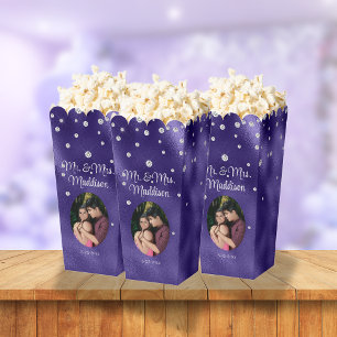Eleganter Lila Foil & Diamond Wedding Popcorn Geschenkschachtel