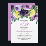 Eleganter Lila-gelber Blumenstrauß 60. Geburtstag Einladung<br><div class="desc">Elegante botanische 60. Geburtstagsfeier für Frauen mit hübschen lila und gelben Aquarellfarben Blume und Grün. Personalisiert mit Ihrem eigenen Text.</div>