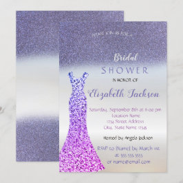 Eleganter Lila Glitzer Bokeh , Dress Brautparty Einladung