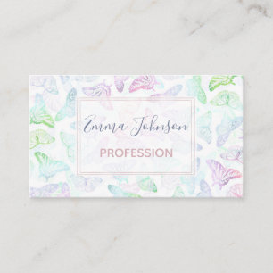 Eleganter Lila Glitzer Butterfly Glam Design Visitenkarte