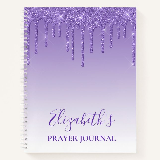 Eleganter Lila Glitzer Prayer Journal Notizbuch (Vorderseite)