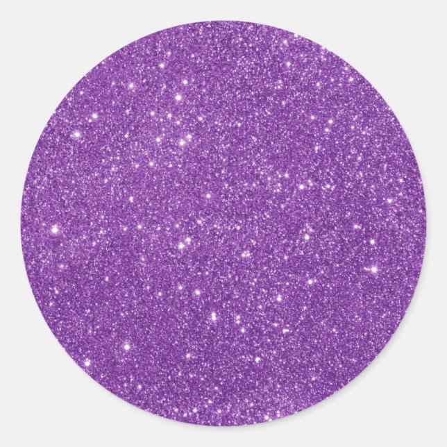 Eleganter Lila Glitzer Runder Aufkleber (Vorderseite)