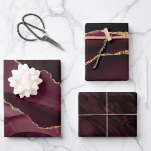 Eleganter Lila Gold Glitzer Geschenkpapier Set