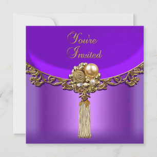 Eleganter Lila-Gold-Party-Schmuck für jeden Anlass Einladung