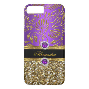 Eleganter Lila Goldmedaille Glitzer Case-Mate iPhone Hülle