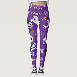 Eleganter lila Halloween-Mond, Fledermäuse und unh Leggings