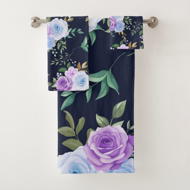 Eleganter lila Himmelblau Badhandtuch Set (Insitu)