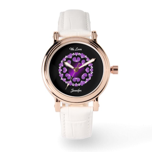 Eleganter lila Hintergrund mit Text Armbanduhr (Vorderseite)