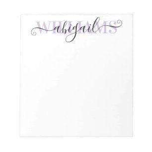 Eleganter, Lila Kalligraphieskriptname Notizblock