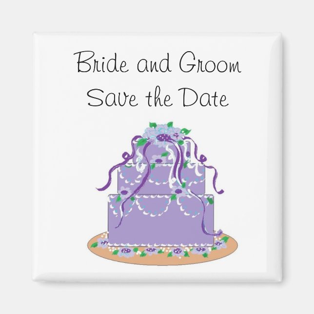 Eleganter Lila Kuchen Save the Date Magnet (Vorne)