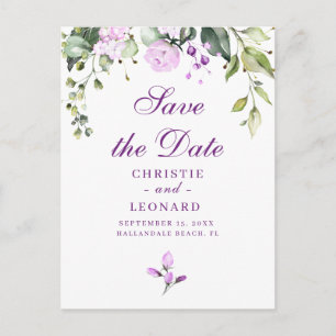 Eleganter Lila Lavander Moderner Save the Date Postkarte
