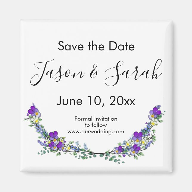 Eleganter lila Lavateur SAVE THE DATE Magnet (Vorne)