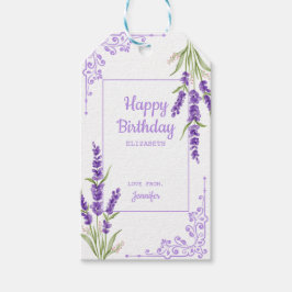 Eleganter Lila Lavendel Antike Rahmen Geburtstag Geschenkanhänger