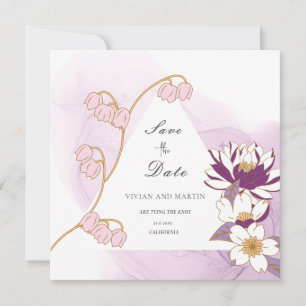 Eleganter Lila Lotus Save the Date Einladung