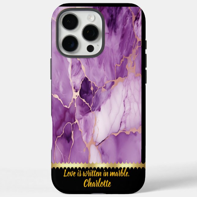 Eleganter lila Marmor mit goldenen Adern iPhone 16 Pro Max Hülle (Rückseite)