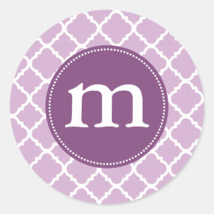Eleganter lila Marokkaner Quatrefoil Runder Aufkleber