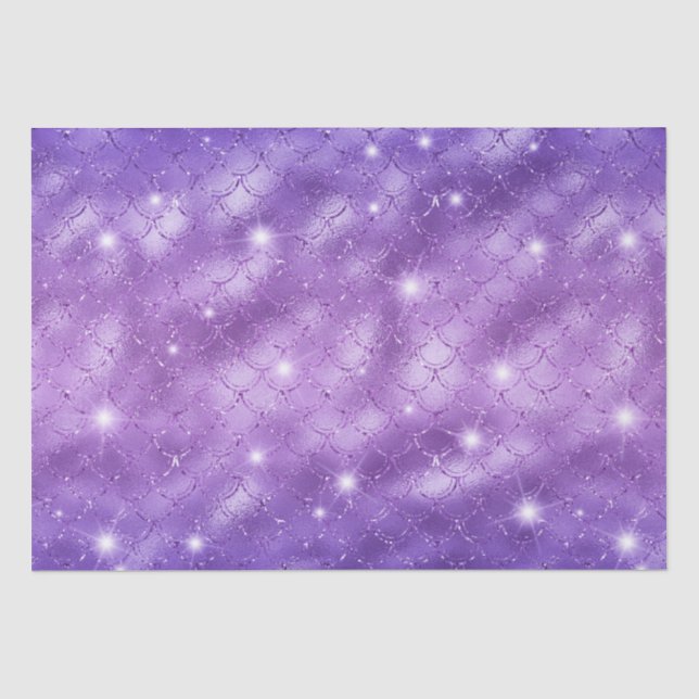 Eleganter Lila Mermaid-Scales Metallic-Glitzer Seidenpapier (Vorderseite)