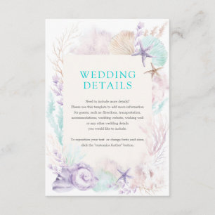 Eleganter Lila Mint Ocean Beach Hochzeiten Details Begleitkarte