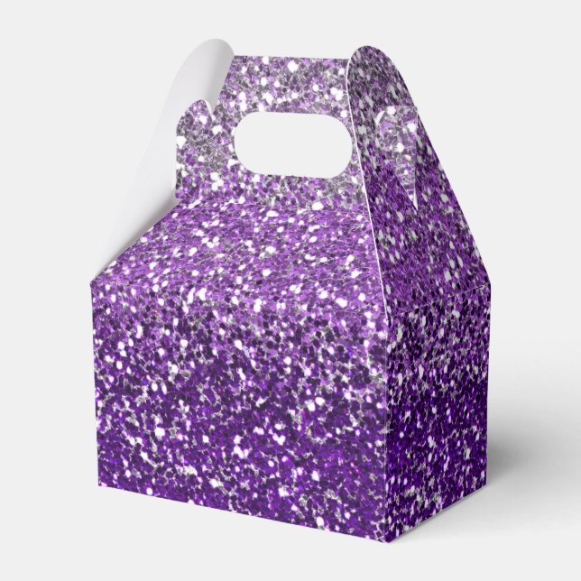Eleganter Lila Ombre Glitzer Funkelnd Geschenkschachtel (Vorderseite)