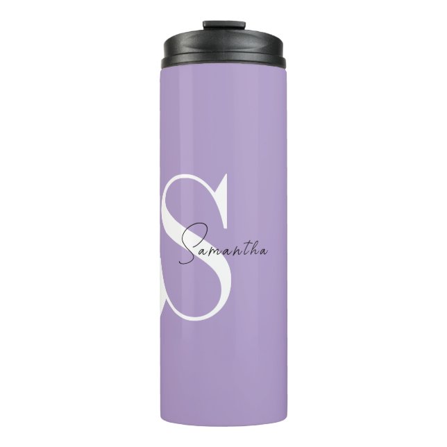 Eleganter Lila Personalisierter Tumbler Thermosbecher (Vorderseite)