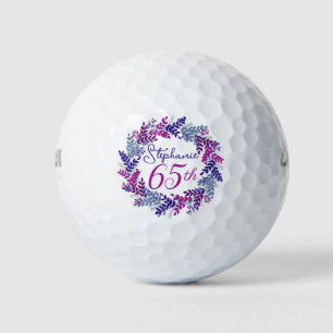 Eleganter Lila Rosa Kraut 65. Geburtstag Golfball