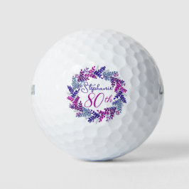 Eleganter Lila Rosa Kraut 80. Geburtstag Golfball