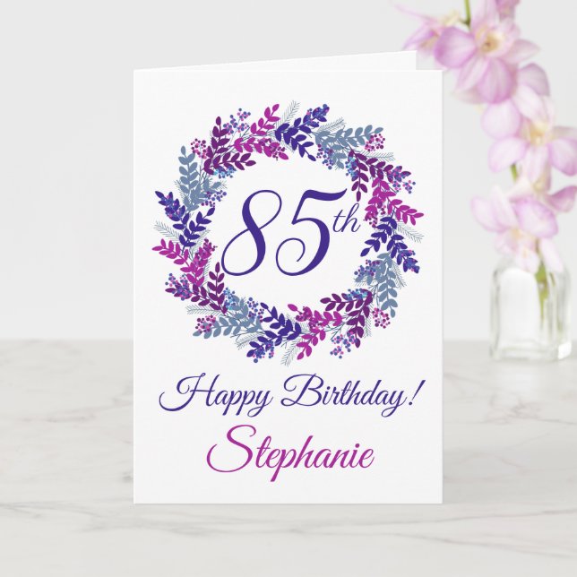 Eleganter Lila rosa Kraut 85. Geburtstag Karte (Orchidee)