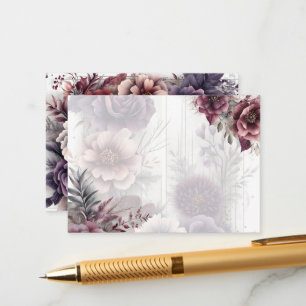Eleganter lila, rosa und blühender Maron Blank Begleitkarte