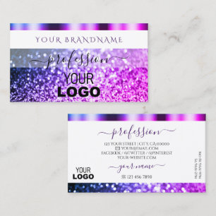 Eleganter Lila Sparkle-Glitzer und Logo in Weiß Ro Visitenkarte