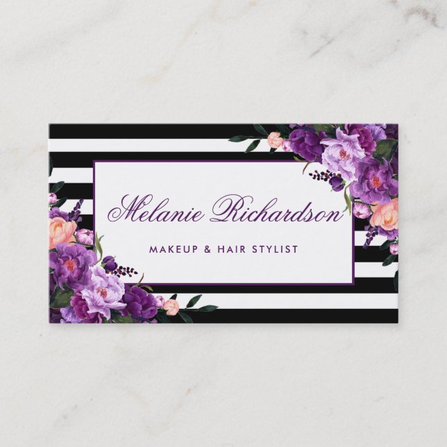 Eleganter, Lila Ultra-Violet gestreift Visitenkarte (Vorderseite)
