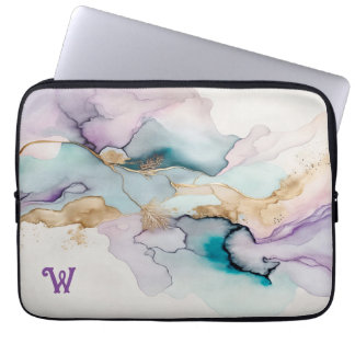 Eleganter Lila und Aquamariner Neoprenschlauch Laptopschutzhülle