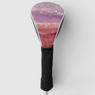 Eleganter lila und goldener Glitter Golf Headcover