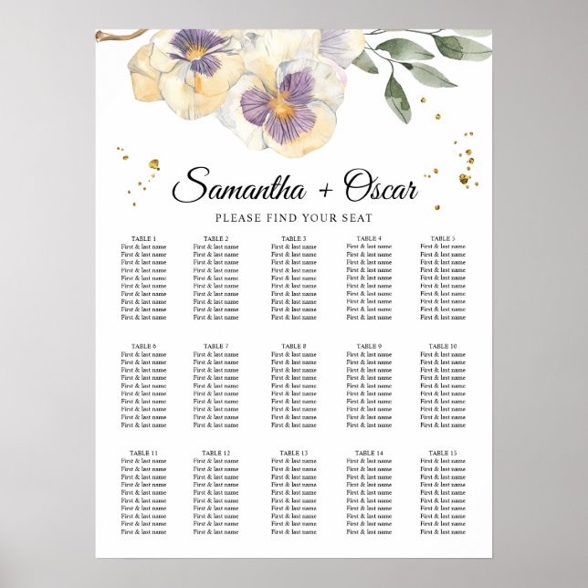 Eleganter Lila- und Pansy-Aquarell Poster (Vorne)