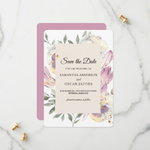 Eleganter Lila- und Pansy-Aquarell Save The Date