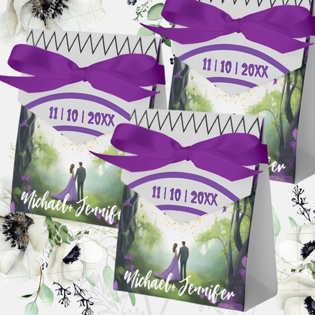 Eleganter Lila Wald, maßgeschneiderte Hochzeit Geschenkschachtel (Von Creator hochgeladen)