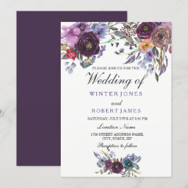 Eleganter Lila Winter Hochzeitsempfang Einladung