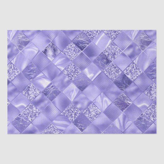 Eleganter Lilac Glitzer Diamond Lattice Muster Seidenpapier (Vorderseite)