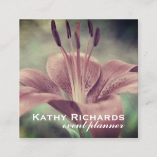 Eleganter Live Lily Event Planner Quadratische Visitenkarte