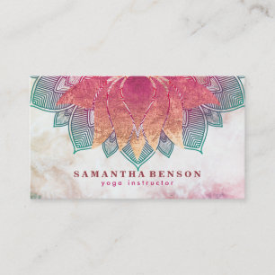 Eleganter Lotos-Blumemandala-Logo-Yoga-Lehrer Visitenkarte