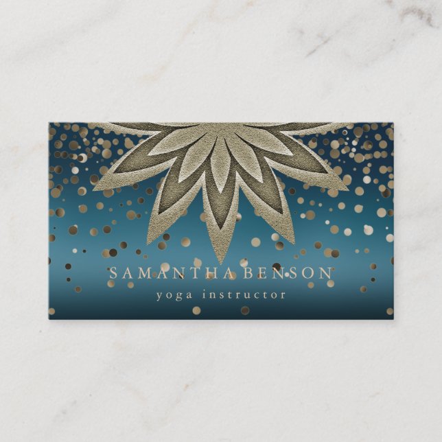 Eleganter Lotos-Blumen-Logo-YogaConfetti Visitenkarte (Vorderseite)