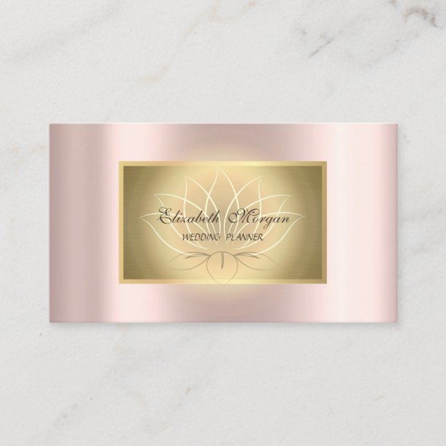 Eleganter Lotus Beruflich, Goldrahmen, Rose Gold Visitenkarte (Vorderseite)
