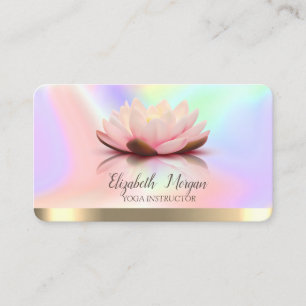 Eleganter Lotus Gold Streifen Yoga Holografisch Visitenkarte