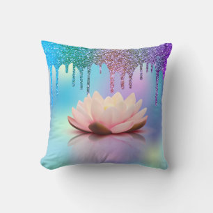 Eleganter Lotus-Holografischer Glitter-Tropfen Kissen