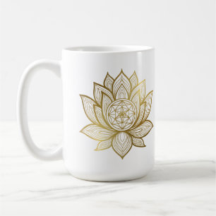 Eleganter Lotus-Mandala - Goldene Linienkunst Spir Kaffeetasse