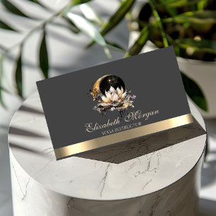 Eleganter Lotus Mond Sonne Gold Yoga-Lehrer Visitenkarte