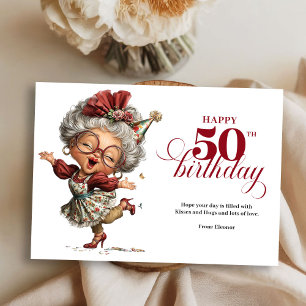 Eleganter lustiger Lady 50. Geburtstag Humor Gruß Einladung