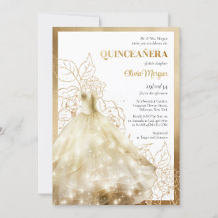 Eleganter Lux Gold formale Kleidung Glamour Quince Einladung