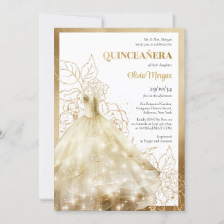 Eleganter Lux Gold formale Kleidung Glamour Quince Einladung