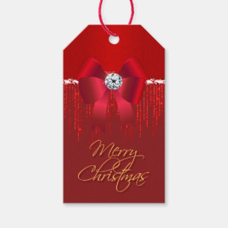Eleganter, luxuriöser Red Satin Bogen Glitzer Weih Geschenkanhänger