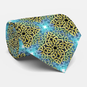 Eleganter Luxus Abstrakt Geometric Gold Blue Krawatte